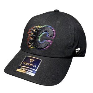Fanatics Calgary Flames Pride Hat Adjustable Black Cap Embroidered Rainbow Logo